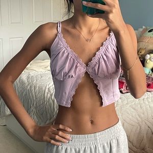Purple Peekaboo Lace Crop Top